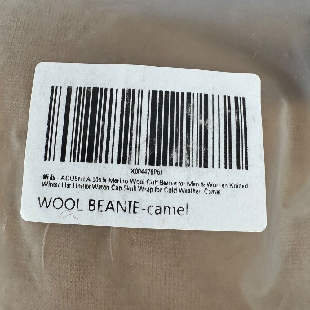 NWT Acushla 100% Merino Wool Cuff Beanie Men & Women Camel One Size - Picture 9 of 10
